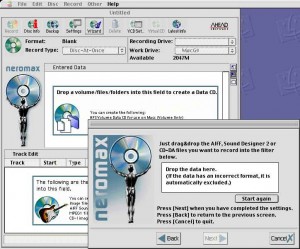 Ahead's NeroMax for the Apple Mac offers easy drag and drop audio CD creation.