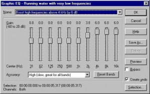  A software graphic EQ with ten bands, each twice the frequency (and, therefore, one octave up) from the previous band.