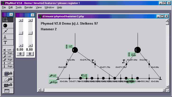 PhyMod is a software-based Physical Modelling synthesiser capable of creating sounds not possible with other synthesis techniques.
