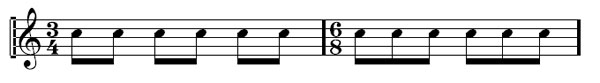 Time Signatures 16 - 3/4 and 6/8 time signatures have the same number of notes but the accents fall in different places.